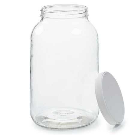 Empty 1 Gallon Glass Jar w/ Airtight Leak proof Plastic Lid - Wide Mouth Easy to Clean - BPA Free & Dishwasher Safe - USDA Certified - Kombucha Tea, Kefir, Canning, Sun Tea, Fermentation, Food (Best Food Storage Jars)