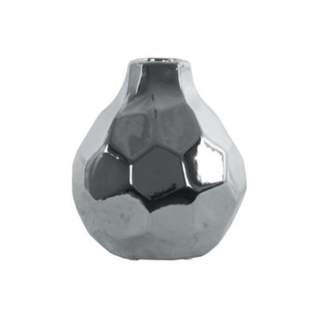 Collection Tendances Urbaines Vase Rond en Céramique avec Col Court 21288&44; Argent - Grand