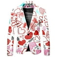 thumbnail image 4 of Men's Heart Print Slim Fit 2-Piece Suit with Blazer and Pants, Valentines Day Love Outfit for Party Wedding Holiday Events, 4 of 6