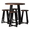 thumbnail image 1 of 5-Piece Distressed Solid Wood Counter Height Dining Set - Mahogany / Black, 1 of 6