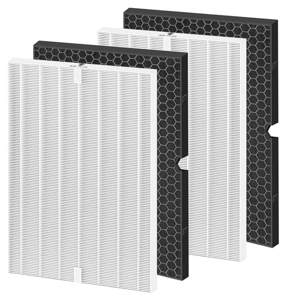 Colorfullife 2 Sets 116130 Replacement Filter H for Winix 5500-2 AM80 Plasmawave Air Purifier, 2 True HEPA Filter and 2 Activated Carbon Filter Combo Pack, Replacement Part 116130