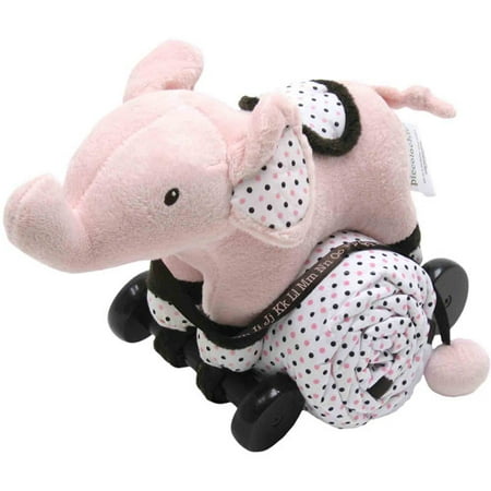 Piccolo Bambino Pull Toy with Quilted Blanket, Pink Elephant