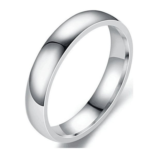 Anillo de titanio de 0.157 in con cúpula lisa y pulido alto, ajuste cómodo, tamaño 7 – 10