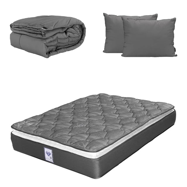 Colchón King Size Spring Air Aries + Almohada 2Pack + Edredon Homy
