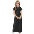 thumbnail image 5 of Girls Maxi Dress Short Sleeve Crew Neck Holiday Dress Summer Casual Long Dresses with Pockets for 4-14 Years, 5 of 5