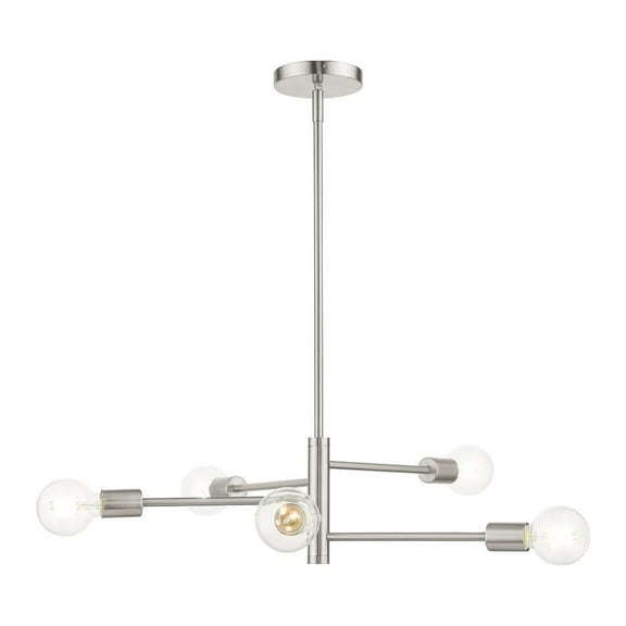 Mid Century Modern Five Light Chandelier-Brushed Nickel Finish Bailey Street Home 218-Bel-4362825