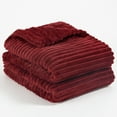 thumbnail image 2 of PAVILIA Super Soft Fleece Throw Blanket Burgundy Wine Red, Luxury Fuzzy Plush Flannel Throw, Warm Cozy Ribbed Microfiber Blanket for Sofa Couch Bed, Lightweight Striped Blanket, Wine, 50x60, 2 of 9