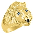 thumbnail image 4 of RYLOS Lion Head Ring Black Diamond Mouth & Gemstone Eyes Designer Rings Alexandrite Jewelry Yellow Gold Plated Silver Size 8, 4 of 8