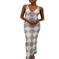thumbnail image 1 of Femmes Sexy Tricotée Robe Longue Sans Manches V Cou Modèle Réservoir Robe d'Été Partywear, 1 of 6