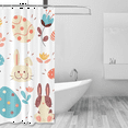 Spring Bunny Shower Curtain Set with Hooks Watercolor Flowers Bohemian
