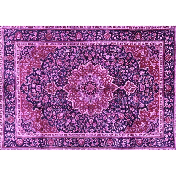 Ahgly Company Indoor Rectangle Medallion Purple Traditional Area Rugs, 5' x 7'
