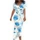 thumbnail image 1 of Vestido de playa con cuello en V y manga corta informal estampado a la moda de verano para mujer Fridja  bnh3978, 1 of 4