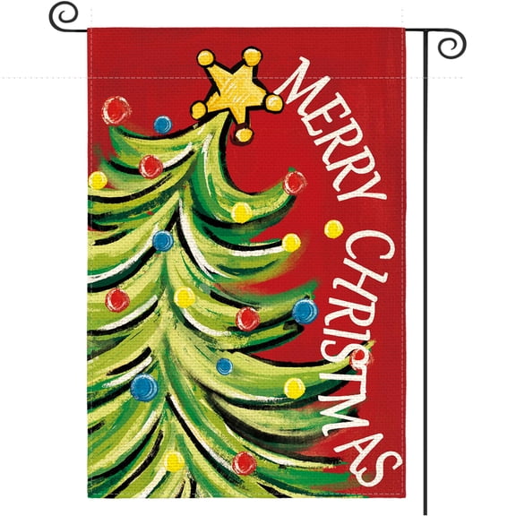 Sm:)e Christmas Garden Flag 12x18 Inch Double Sided, Winter Flags Tree Xmas Yard Outdoor Decorative