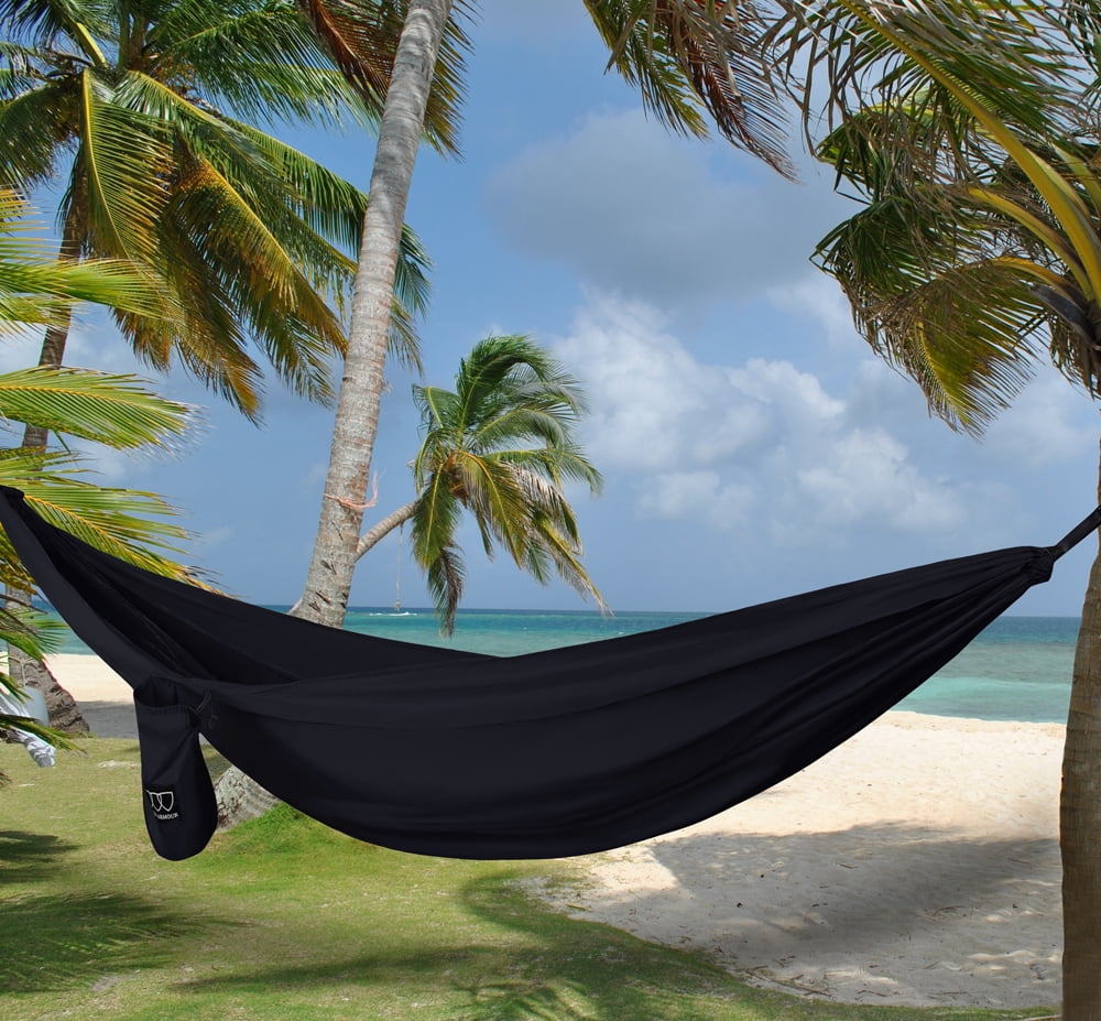 Gold Armour Camping Hammock - Extra Large Double Parachute Hammock Black