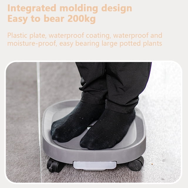Pot Tray Portable Replacement Solid Color Rectangular Reusable Washable Heavy Duty Office Balcony Vase Holder with Brake Coffee Size 1
