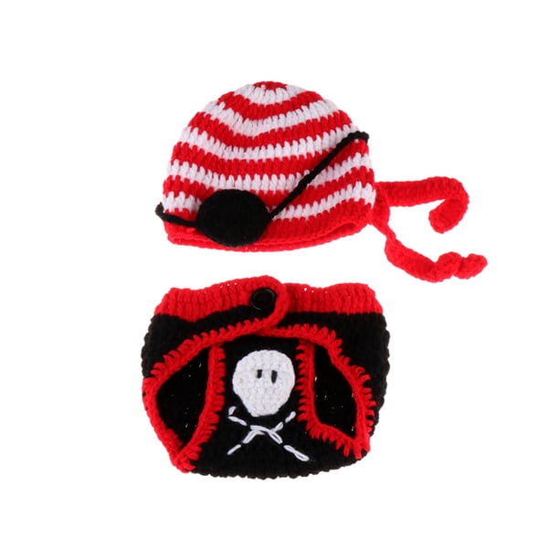 Conjunto de traje de rana de bebé tejido a mano, foto de recién nacido, sombrero de ganchillo, sombrero de niño y niña, atrezos para fotografía de bebés, disfraz de pirata, niña bonita TUNC Sencillez