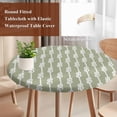 thumbnail image 3 of Sage Green Knot Round Tablecloth 45-54 Inch Round Fitted Table Cloth with Elastic Edge, Nautical Striped Monochrome Ocean Waterproof Table Cover Protector for Outdoor Picnic Party Dining, 3 of 6