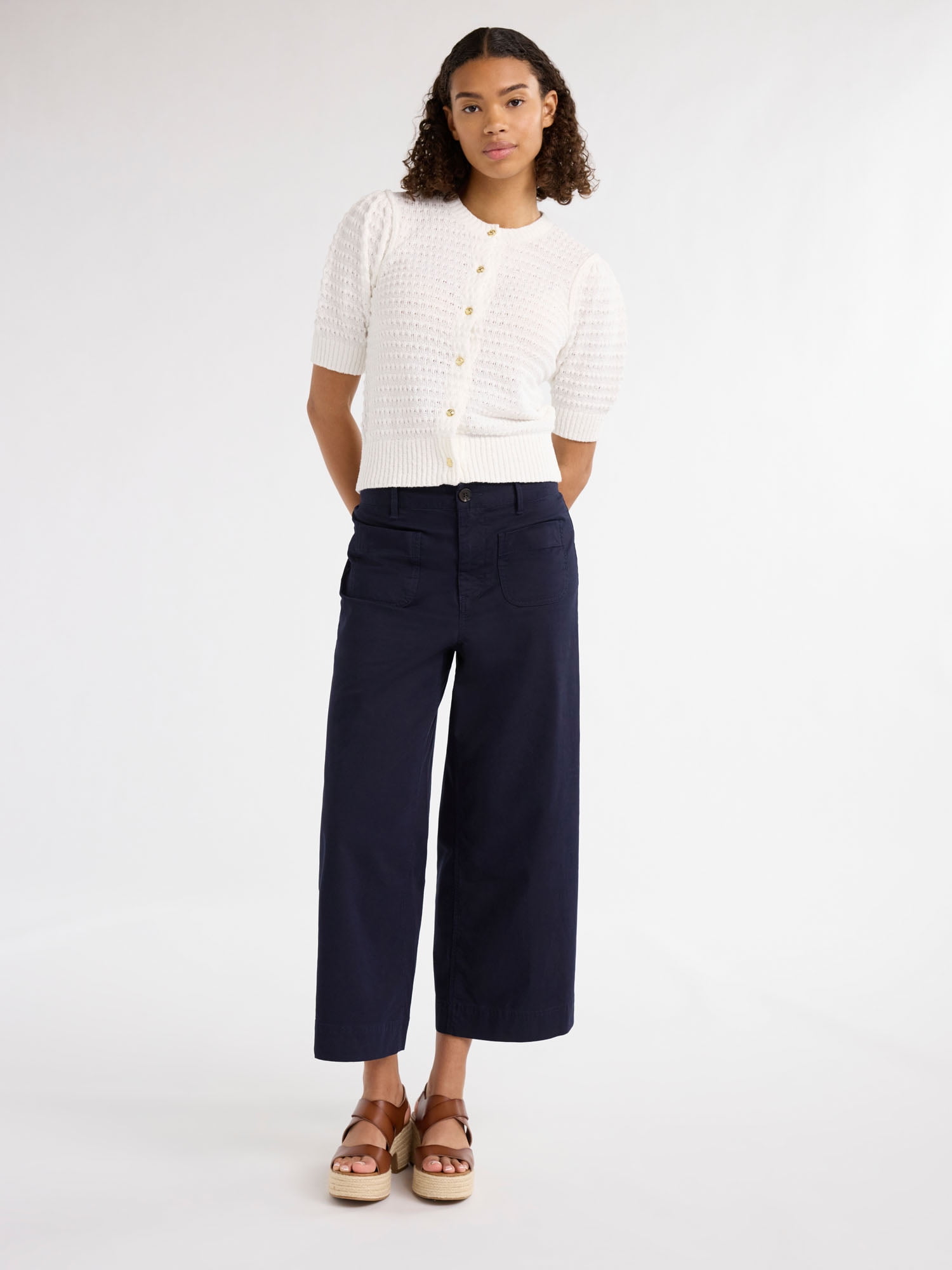 Free Assembly Women's and Women's Plus High Rise Cropped Wide Leg Pants, 26” Inseam, Sizes XS- 4X