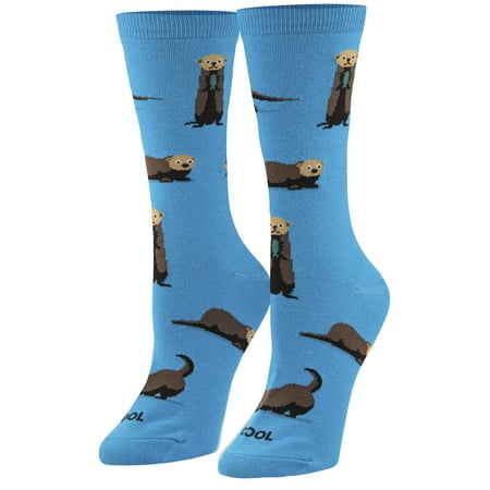 

Cool Socks Sea Otters Fun Print Novelty Crew Socks for Women Size 5-10