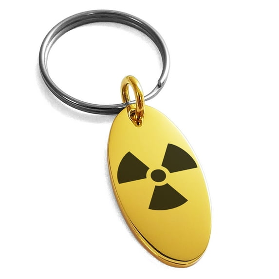 Stainless Steel Radioactive Engraved Small Oval Charm Keychain Keyring