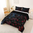 thumbnail image 2 of Manfei Modern 3D Neon Queen Comforter Set, Glowing Square Comforter Sets Queen, Black Blue Red, Black Reversible 3pcs, 1 Comforter and 2 Pillowcases, 2 of 6