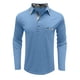 thumbnail image 5 of Men's Spring And Autumn Solid Color T-shirt Lapel 3 Button Open Placket Button Long Sleeved TopL, 5 of 5