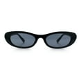 thumbnail image 3 of Womens Classy Iconic Narrow Oval Plastic Retro Mod Fashion Sunglasses All Black, 3 of 7