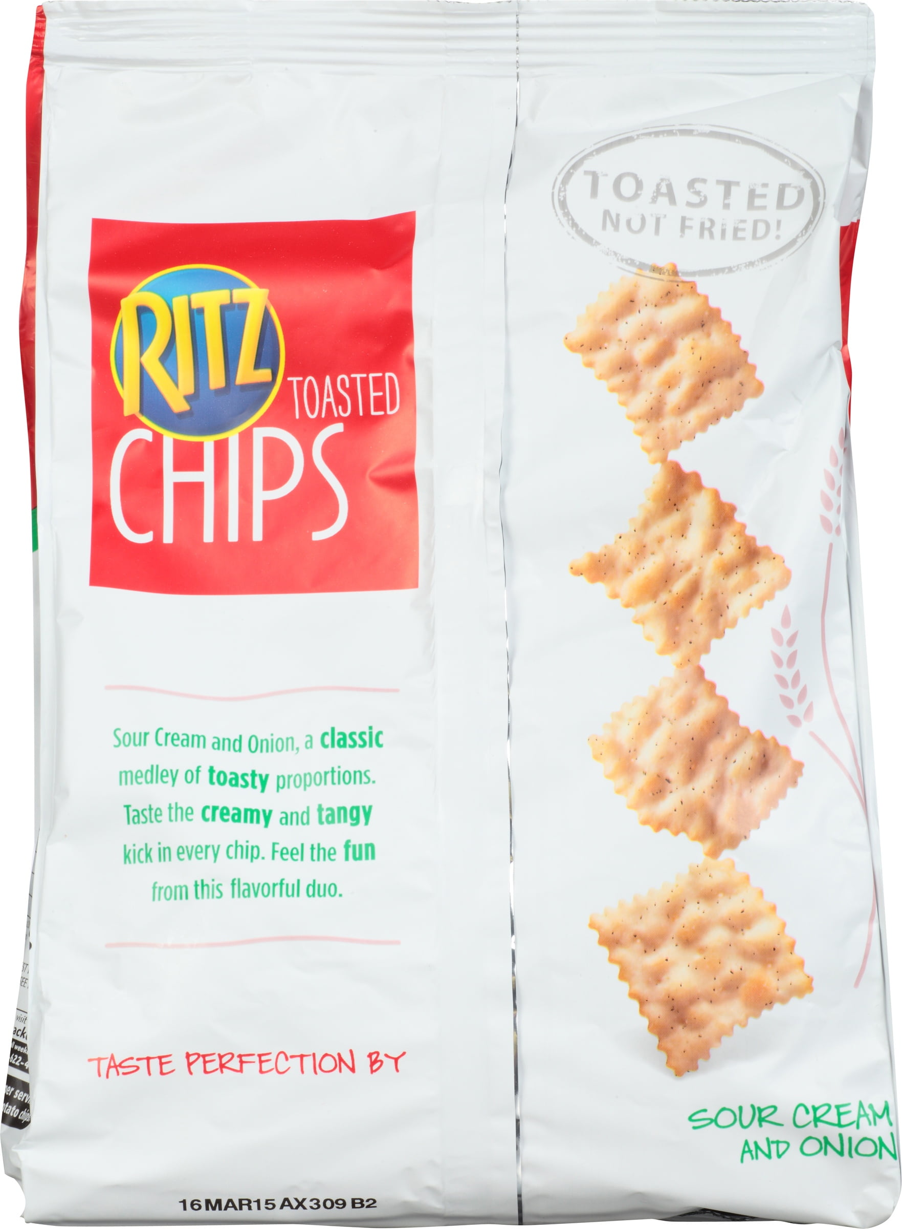Nabisco, Ritz, Sour Cream and Onion, Toasted Chips, 8.1 oz, 40% Less Fat, Plastic Bag