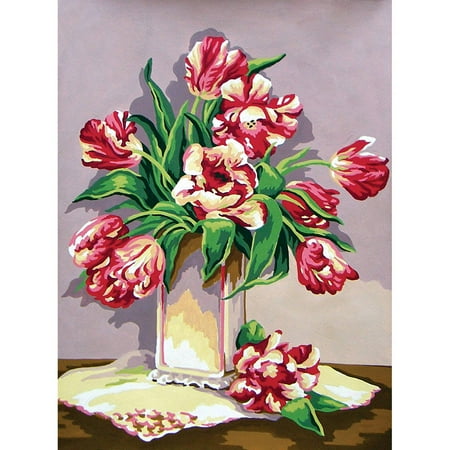 Collection D'Art Needlepoint Printed Tapestry Canvas, 40cm x 50cm, Wild Tulips