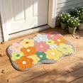 thumbnail image 2 of Flower Bath Mat, Cute Funny Colorful Bathroom Rugs Microfiber Absorbent Non Slip Bath Rug for Girls Women Shower, Bedroom Decor, Machine Washable, 26in X 24in, Orange, 2 of 6