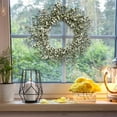 thumbnail image 6 of 24 Inch Fall Front Door Wreath Mini Eucalyptus Foliage Wreath with EVA Washed White Leaves and Green Twigs Grapevine Farmhouse Wreath for Front Door Wall Window Festival Celebration Home Decor, 6 of 9