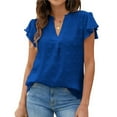 thumbnail image 2 of Siilsaa Womens Blouse V Neck Ruffle Sleeve Flowy Shirts Dressy Casual Cute Summer Tops I,S, 2 of 5