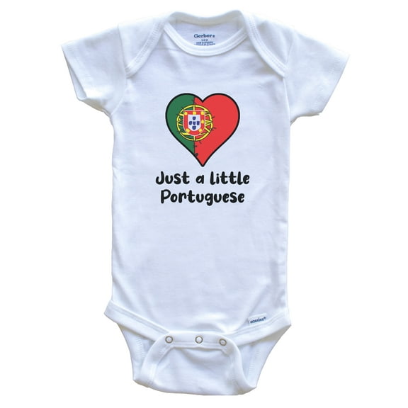Just A Little Portuguese Portugal Flag Heart Baby Bodysuit