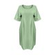 thumbnail image 3 of Vestido Lino Algodón Vestidos casuales de mujer con bolsillo Vestido bohemio de playa Vestidos de gran tamaño (Verde XXL) Ygjytge para Mujer Verde T XS, 3 of 8