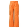 thumbnail image 7 of Gvdentm Women High Waisted Wide Leg Cargo Pants Trendy Casual Baggy Joggers Pants with Pockets Orange,M, 7 of 7