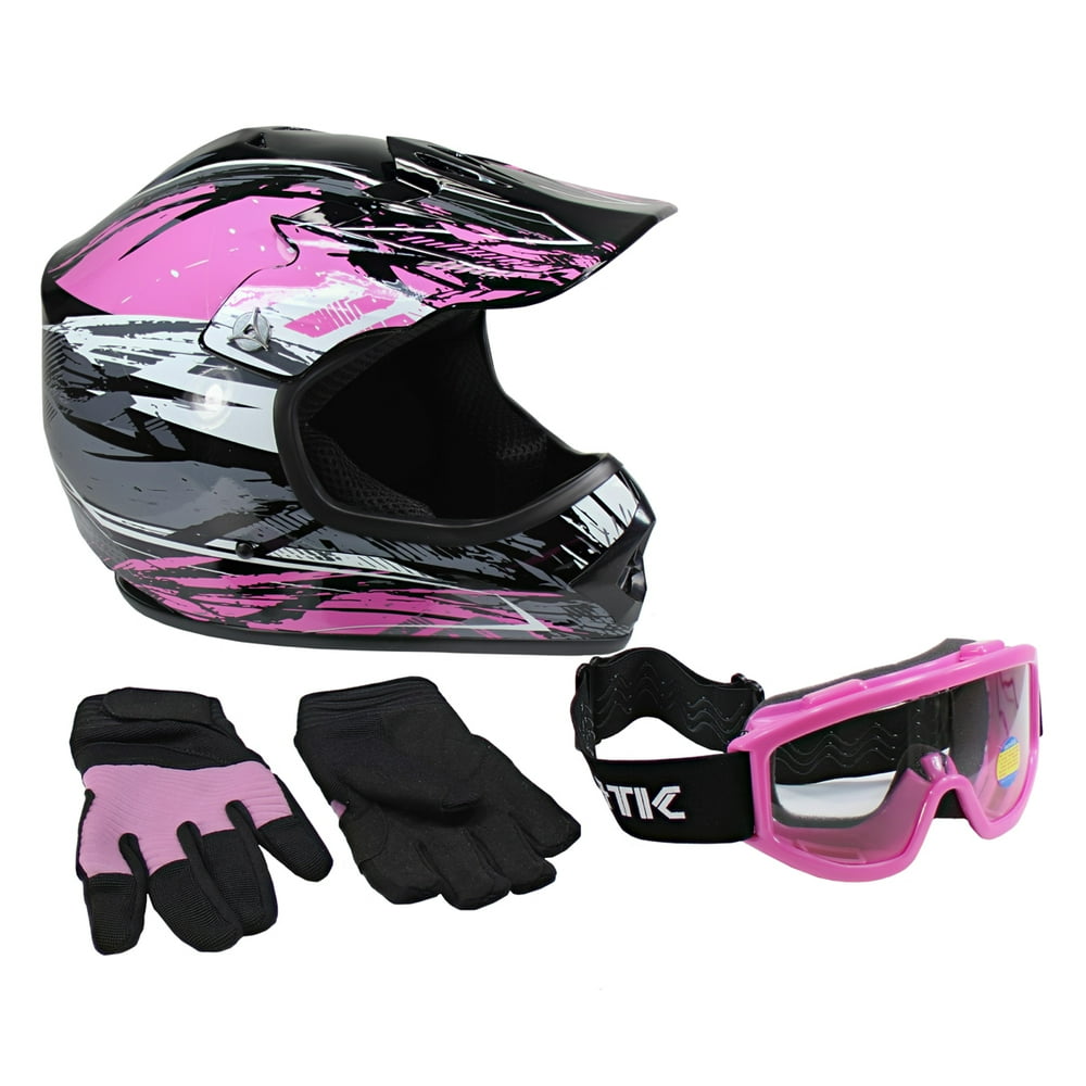 Lunatic Youth MX / ATV Helmet, Goggles & Gloves DOT Approved Boys Girls Kids