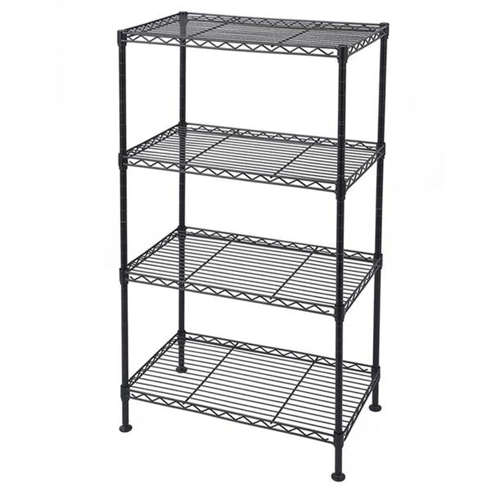 4 Tier Wire Shelving Unit, White, 19.69" Lx1.81" Wx31.50" H, Weight