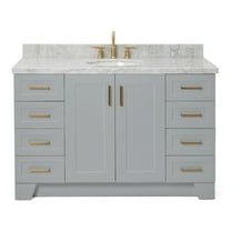 Ariel Taylor 55 In. Oval Sink Vanity With Carrara White Marble Countertop In Grey