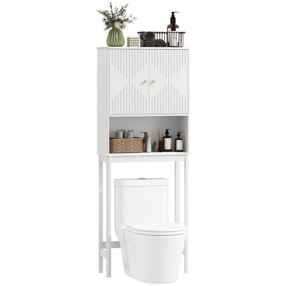 HOMCOM Over The Toilet Storage Cabinet, Bathroom Organizer, White