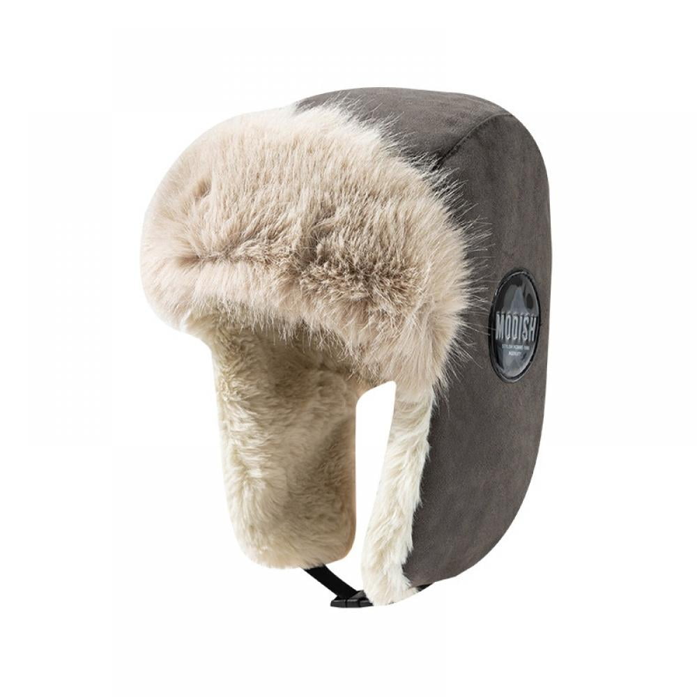 Winter Men Warm Hat Trapper Hats Warm Winter Trooper Aviator Hat Color : Black White, Hat Size : 56 58cm