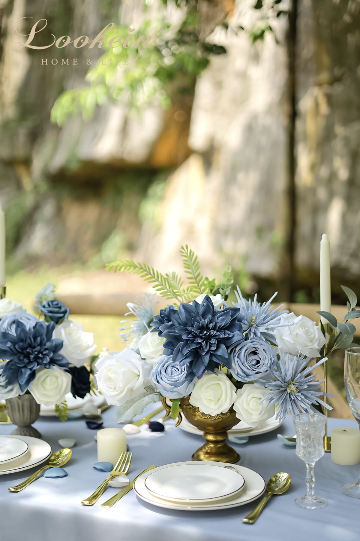 Mini Blue & Gold  Flower Bouquets – FLORA CLAY