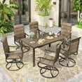 thumbnail image 7 of POTEBAN 7-Piece Outdoor Dining Set with High-Back Padded Swivel Chairs & Iron Rectangle Table for 4-Person, Khaki & Khaki, 7 of 7