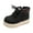 Black, variant on Toddler Boys Girls Platform Ankle Boots Casual High Top Lace Up Sneakers Soft Sole Non Slip Walking Shoes