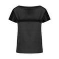 thumbnail image 4 of Wycnly Summer Tops for Women Summer Tops for Women Plus Size Lightweight Silky Satin Tunic Top 2024 Fashion Solid Tee Tops Ladies Crewneck Short Sleeve Blouses, 4 of 6