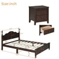 thumbnail image 3 of Harper & Bright Designs Bedroom Set Queen Size Bed Set Adult, Wood Retro Platform Bed and Two Nightstands with 2 Drawers, Walnut, 3 of 11