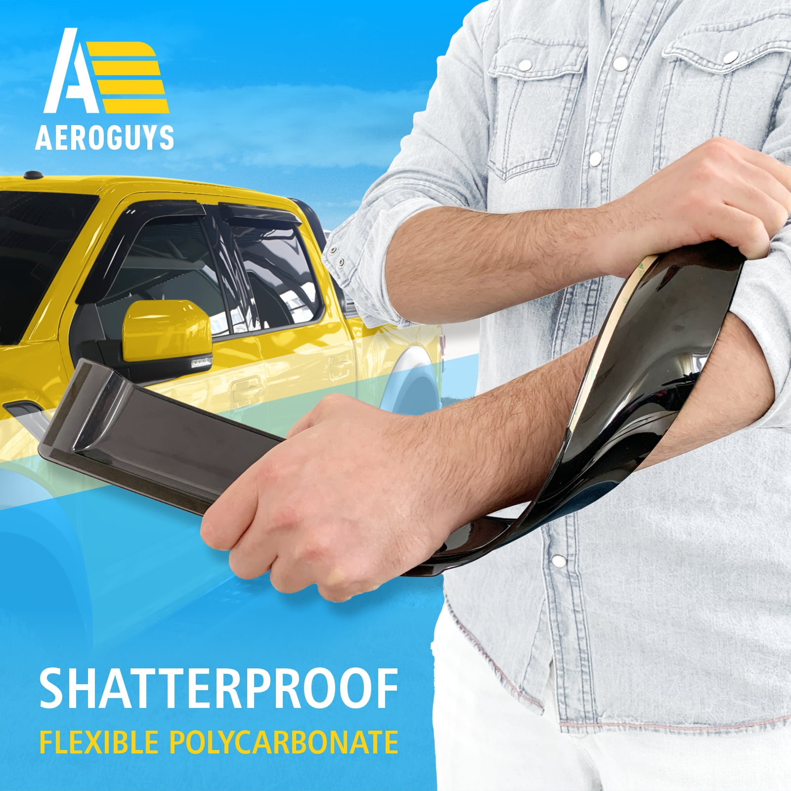 AEROGUYS Tape-On Window Deflectors Extra Durable Window Rain Guards Fit for Ford F-150 2015-2026 SuperCrew, Sun Visors, Wind Deflectors,Vent Visors,Truck Accessories - 4pcs. AG0050