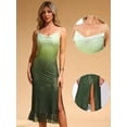 thumbnail image 2 of DARING DIVA Spaghetti Strap Maxi Mesh Cowl Neck Stretchy Flowy Dress XS Green, 2 of 6