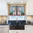 thumbnail image 5 of Yayeee Kitchen Curtains Tier Pair Light Filtering 27"x24" Rod Pocket Short Cafe Window Panel, Pink Door, 5 of 7