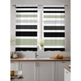 thumbnail image 2 of Sage Green Black Stripe Curtains 45 Inch Length,Sheer Curtains for Bedroom Living Room Window Modern Abstract Coarse Striped Rod Pocket Drapes Kitchen Curtains Small Half Window 42"x45" 2 Panels, 2 of 6