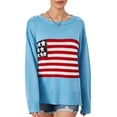 thumbnail image 1 of ZAXARRA Femmes Automne Hiver Tricot Pull Manches Longues Col Rond Drapeau Imprimé en Vrac Tricots, 1 of 6